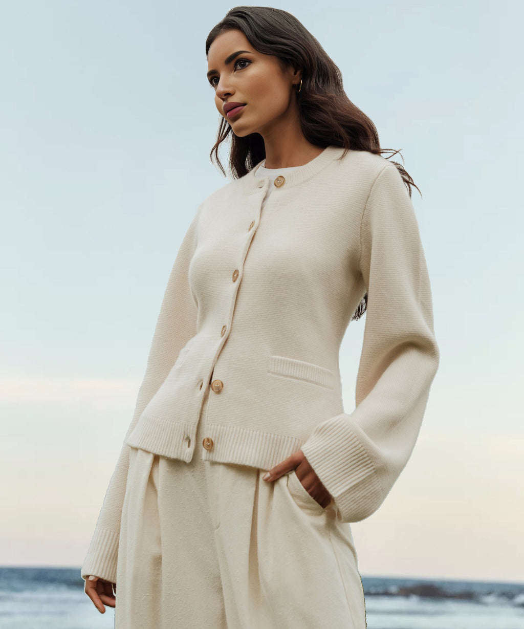 Merel - kasjmier vest met knopen