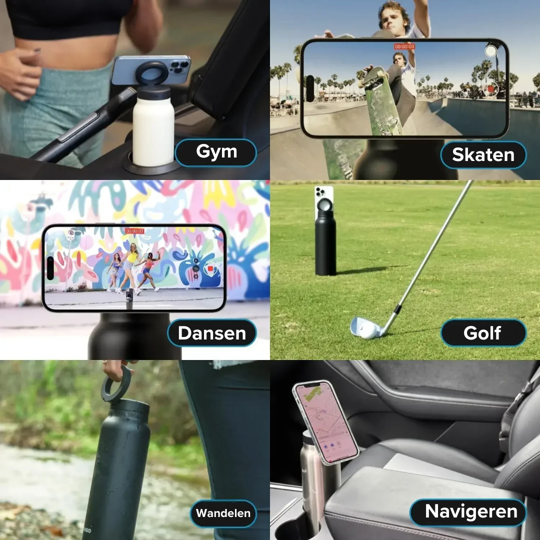ThermoMate – Fles en Telefoonhouder in één