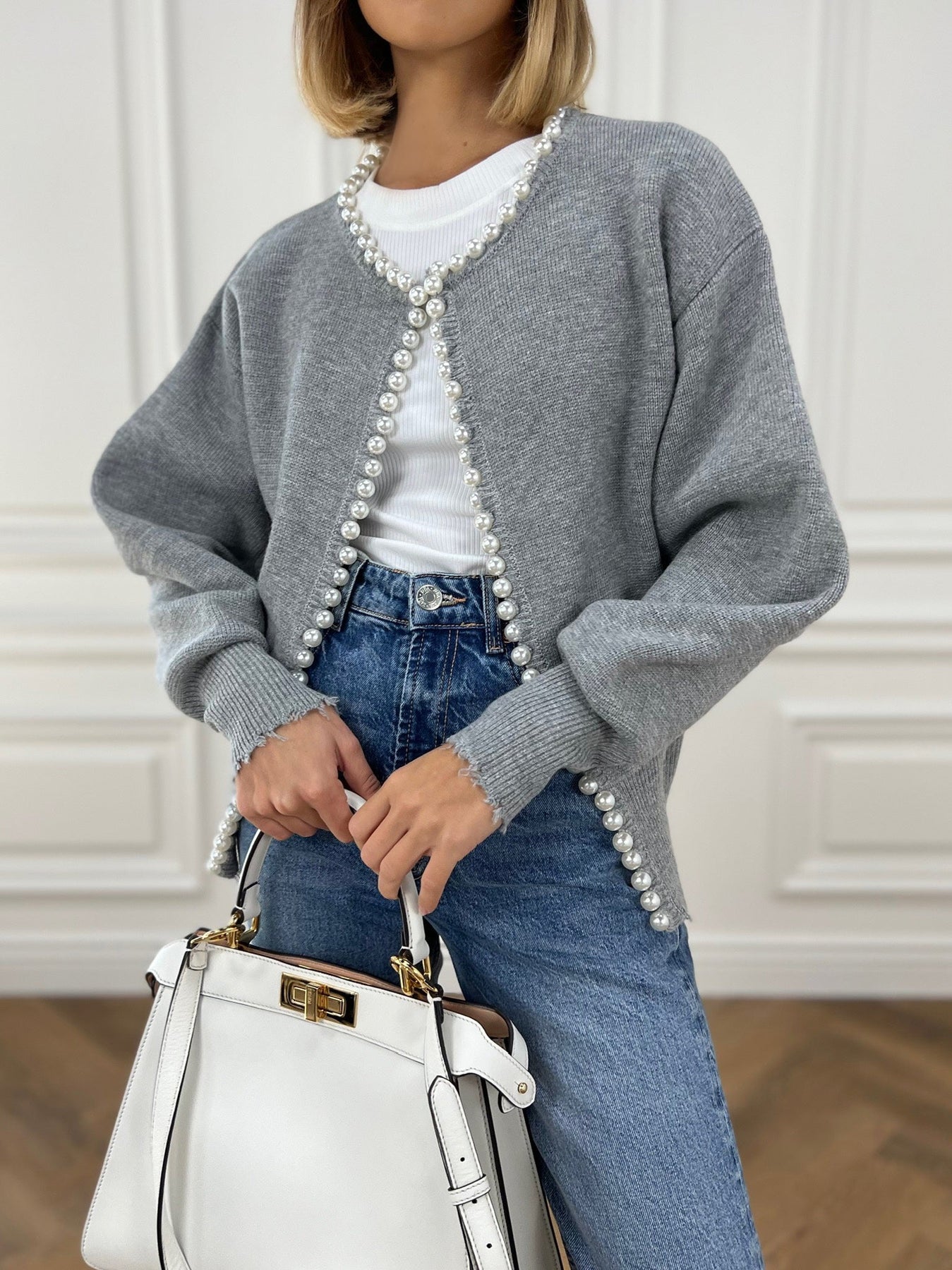 CLAIR - parel cardigan