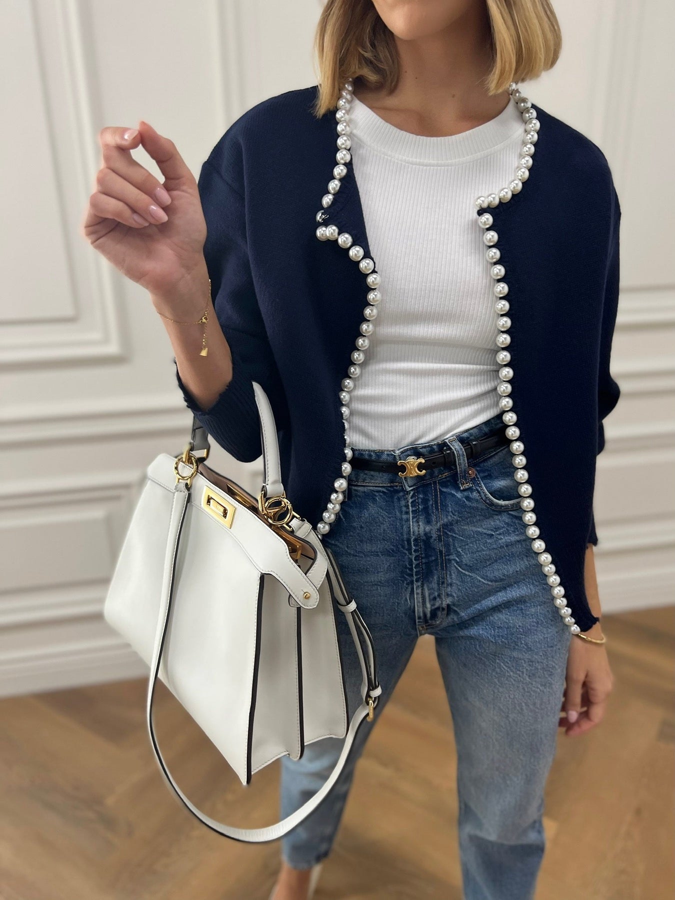 CLAIR - parel cardigan
