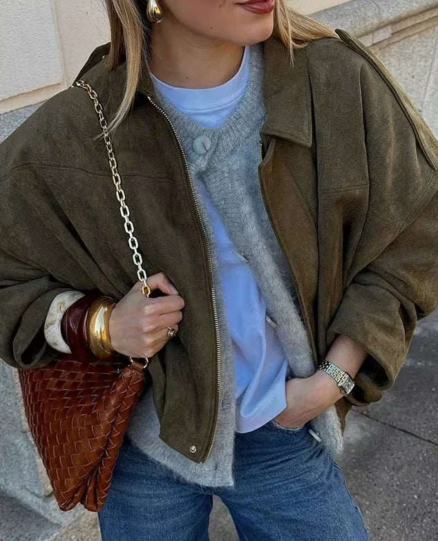 Fabianne - oversized suède jas