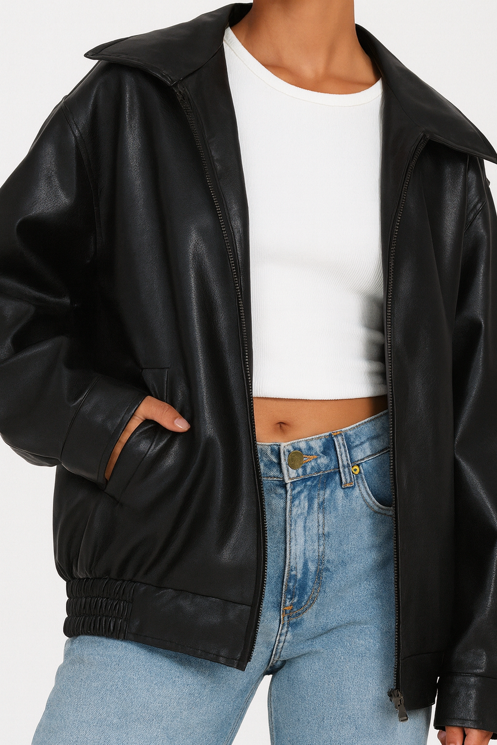 LUNA - oversized leren jas